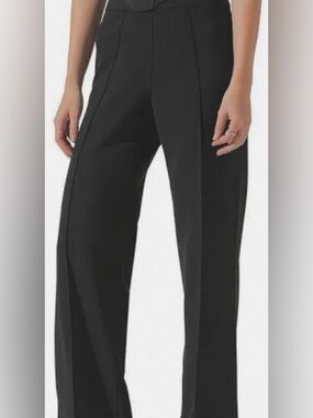 Black ASTR the Label Front Seam Pull On High Rise Wide Leg Straight Pants: S